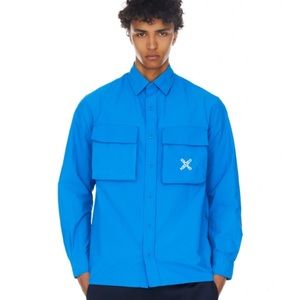 Kenzo Crossed Logo Blue Little X Sport Button Down Shirt Mens XS